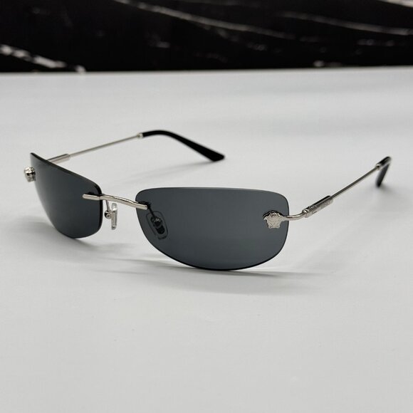 NEW MOD 2279 1000/87 VERSACE SUNGLASSES VE2279 100087 SILVER VE2279 1000/87 - Picture 2 of 11